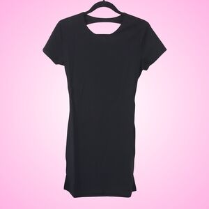 Reformation Laura Harrier Christy Knit Mini Dress Large Black Open Back NWT
